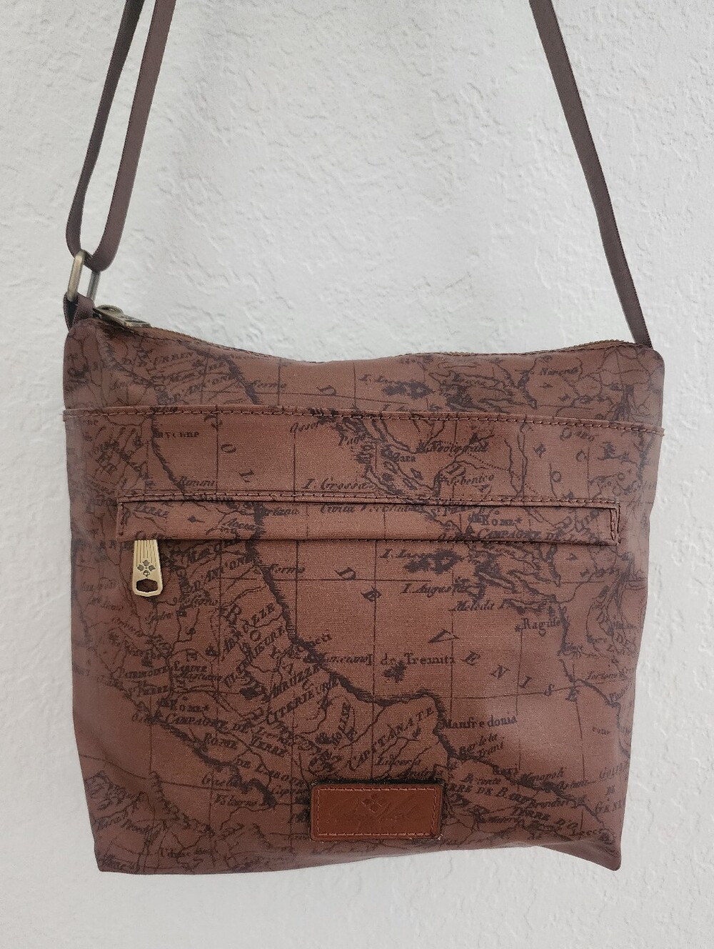 PATRICIA NASH | Brown Map Print Crossbody Women’s Shoulder Bag